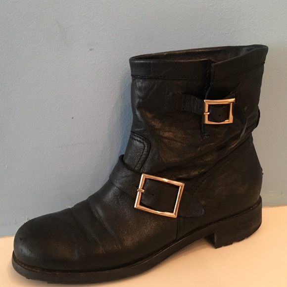 Jimmy Choo Leather Motorcycle Boots Size 10 - Picture 5 of 8